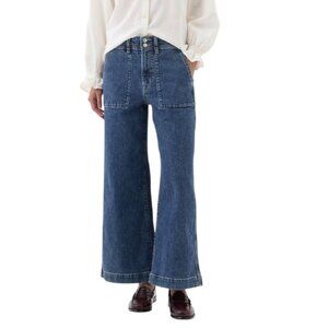 GAP High Rise Wide Leg Crop Jeans Blue Dark Wash Women Size 10/30R Regular